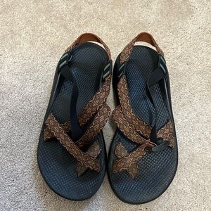 Black and Orange Chacos Sandals
